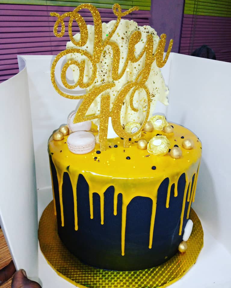 Black And Gold Drip Birthday Cake